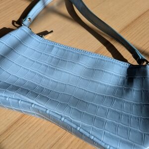JW PEI Light Blue Croc-Embossed Shoulder Bag